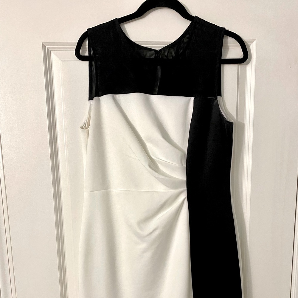 Black and White Fitted Sheath Dress, Size 12